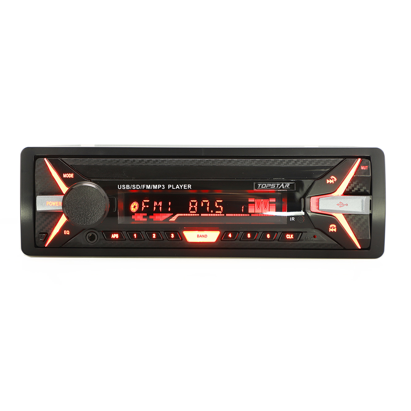 Автомобильный радиоприемник с фиксированной панелью, MP3-плеер, MP3-плеер для автомобиля, многоцветный, один DIN, MP3-плеер с Bluetooth