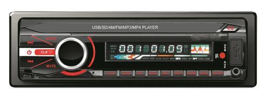 Автомобильный MP3-плеер со съемной панелью на один стандарт DIN и многоцветной подсветкой