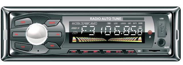Автомобильный радиоприемник с фиксированной панелью One DIN, MP3-плеер