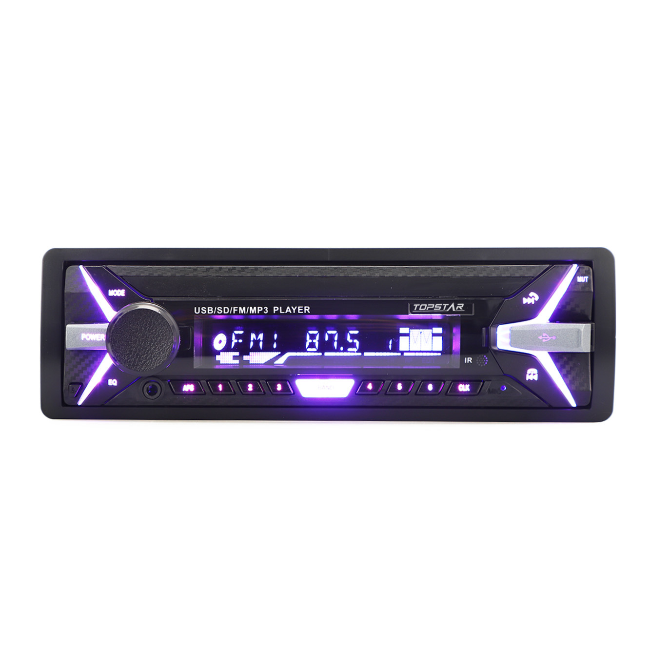 Автомобильный радиоприемник с фиксированной панелью, MP3-плеер, MP3-плеер для автомобиля, многоцветный, один DIN, MP3-плеер с Bluetooth